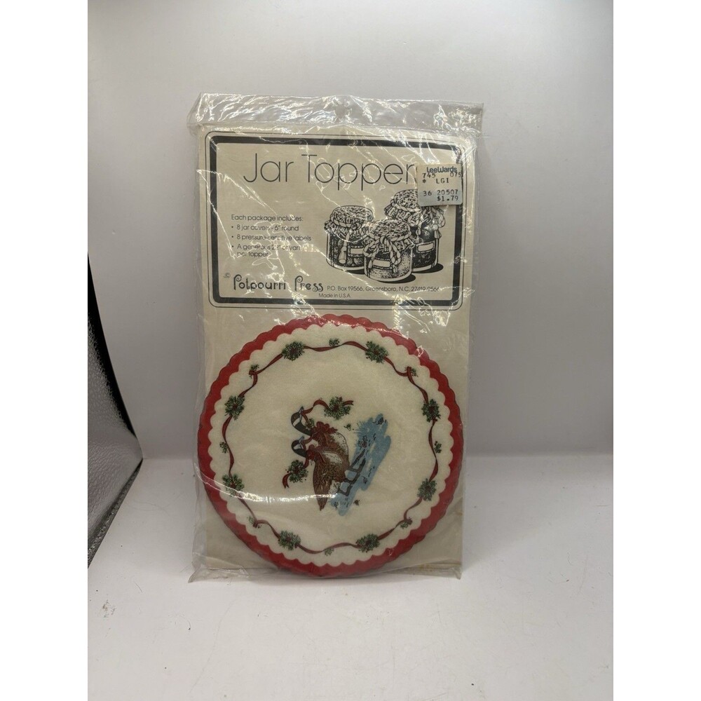 NEW Vintage Jar Toppers Potpourri Press Christmas Geese 6" round NOS (O8)